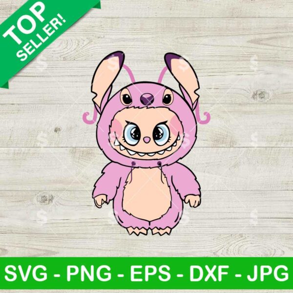 Labubu As Angel Stitch Svg, Angel Stitch Svg, Cute Stitch Labubu Svg