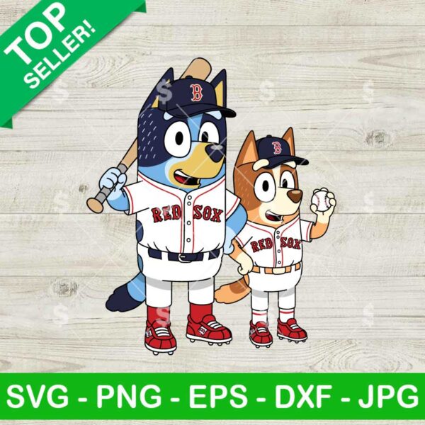 Bluey Bingo Boston Red Sox Baseball Svg