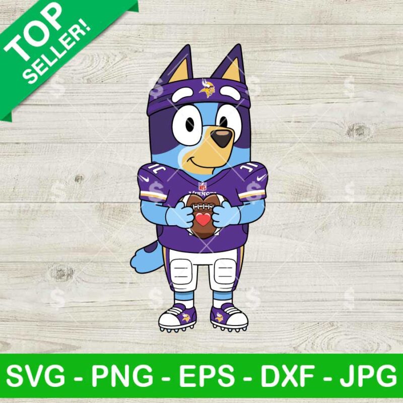 Bluey Minnesota Vikings Football Svg, Bluey Dog NFL Player Svg, Minnesota Vikings Football Svg