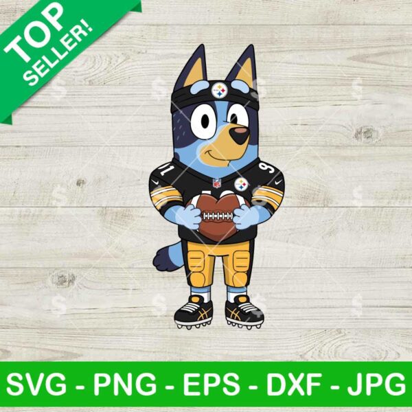 Bluey Pittsburgh Steelers NFL Svg, Bluey Dog NFL Player Svg, Pittsburgh Steelers Football Svg