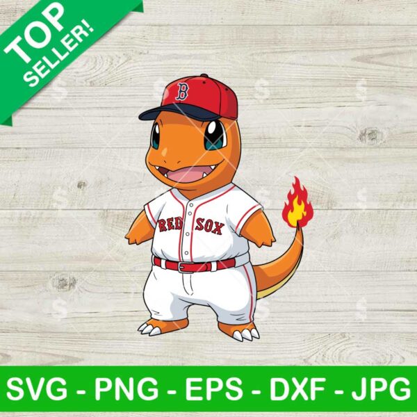 Charmander Boston Red Sox Baseball Player Svg, Charmander Baseball Uniform Svg, Pokemon Baseball Svg