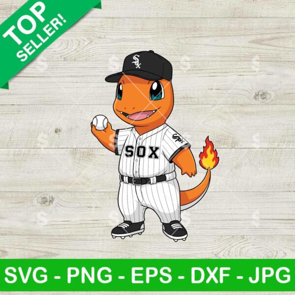 Charmander Chicago White Sox Svg, Charmander Baseball Uniform Svg, Pokemon White Sox Team Svg