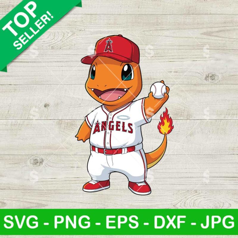 Charmander Los Angeles Angels MLB Svg, Charmander LA Angels Uniform Svg, Pokemon MLB Svg