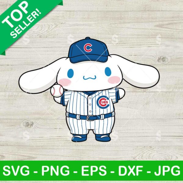 Cinnamoroll Chicago Cubs Baseball Svg, Cinnamoroll Baseball Uniform Svg, MLB Svg