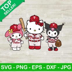 Hello Kitty And Friends Philadelphia Phillies Baseball Svg, Philadelphia Phillies Uniform Svg, Kitty MLB Team Svg