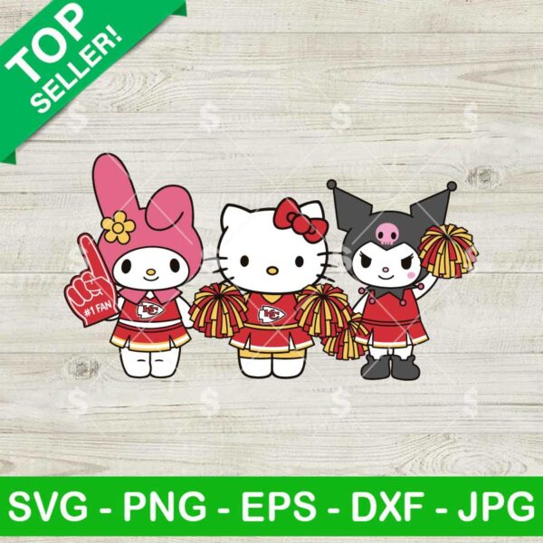 Hello Kitty Kuromi My Melody KC Chiefs Team Svg