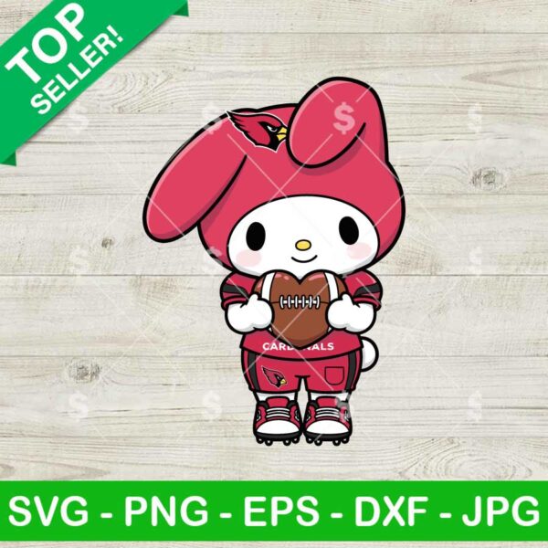 My Melody Arizona Cardinals Heart Football Svg, My Melody NFL Football Team Svg, Sanrio Football Svg