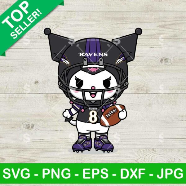 Kuromi Baltimore Ravens Football Team Svg, Kuromi NFL Football Svg, Ravens Football Player Svg