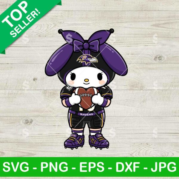 My Melody Baltimore Ravens Svg, My Melody NFL Football Team Svg, Sanrio Football Svg