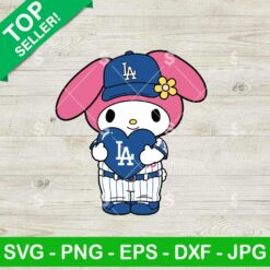 My Melody LA Dodgers Baseball Heart Svg