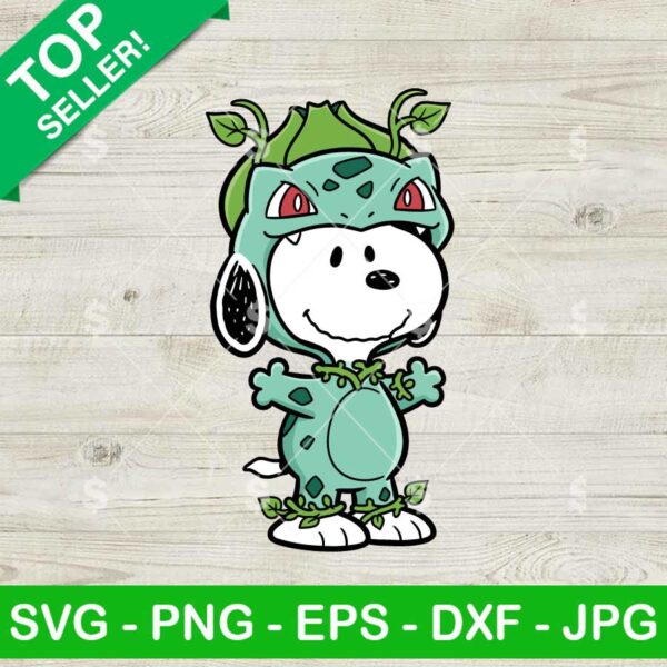 Snoopy Bulbasaur Svg, Snoopy Pokemon Svg, Funny Peanuts Cartoon Svg