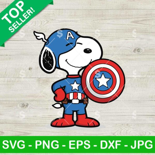 Snoopy Captain America Svg, Snoopy Marvel Svg, Funny Peanuts Cartoon Svg