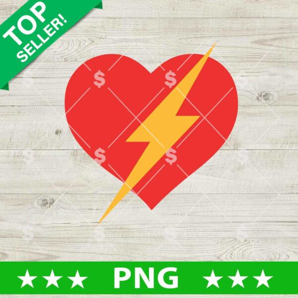 Heart With Lightning Png, Broken Heart Sublimation Png, Heart Png