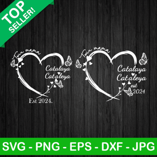 Twin Mama Heart Svg