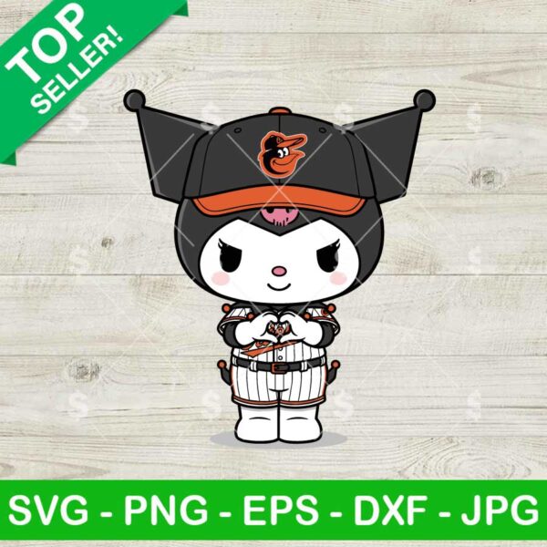 Kuromi Baltimore Orioles Heart Hand Svg