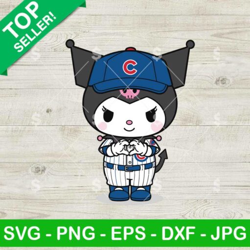 Kuromi Chicago Cubs Heart Hand Svg