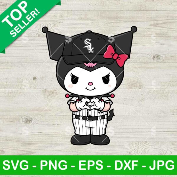 Kuromi Chicago White Sox Heart Hand Svg