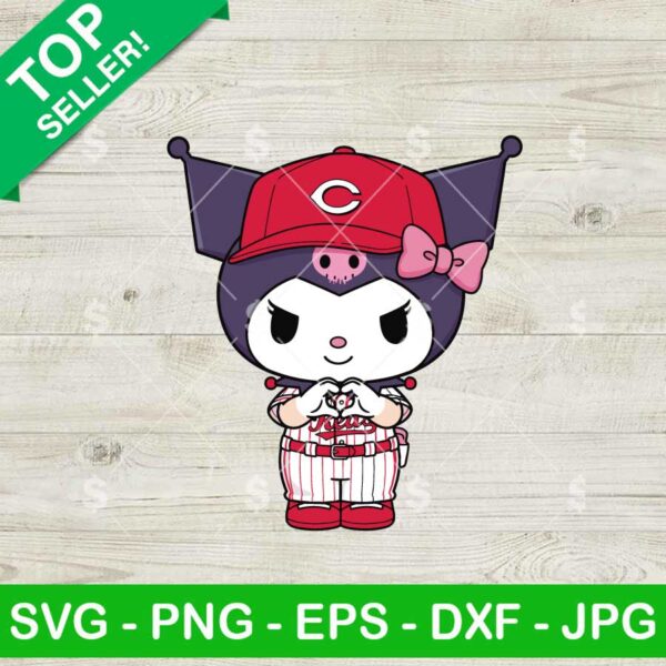 Kuromi Cincinnati Reds Heart Hands SVG