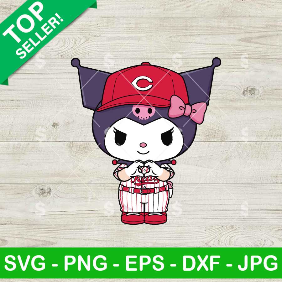 Kuromi Cincinnati Reds Heart Hands SVG