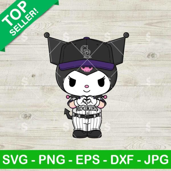 Kuromi Colorado Rockies Heart Hand Svg