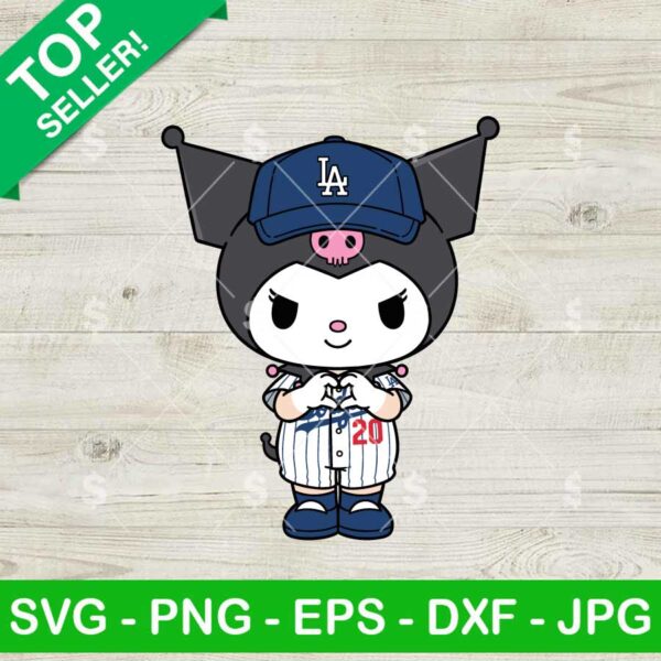 Kuromi LA Dodgers Heart Love Svg