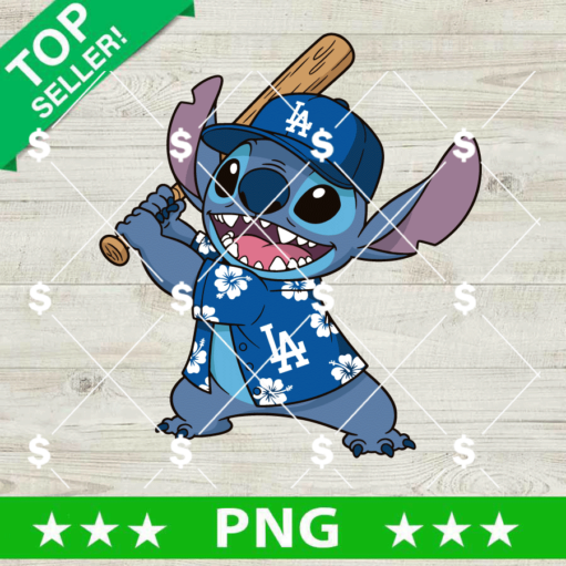 Stitch Hawaiian LA Dodgers MLB Png