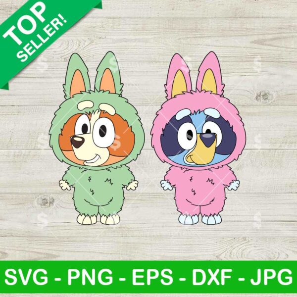 Labubu As Bluey And Bingo SVG