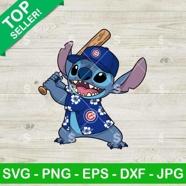 Chicago Cubs Stitch SVG, Stitch Baseball Chicago Cubs Team SVG, Stitch Hawaiian Shirt MLB SVG