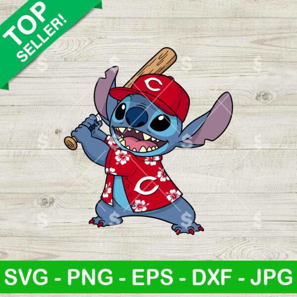 Cincinnati Reds Stitch SVG, Stitch Baseball SVG, Stitch Hawaiian Shirt MLB SVG