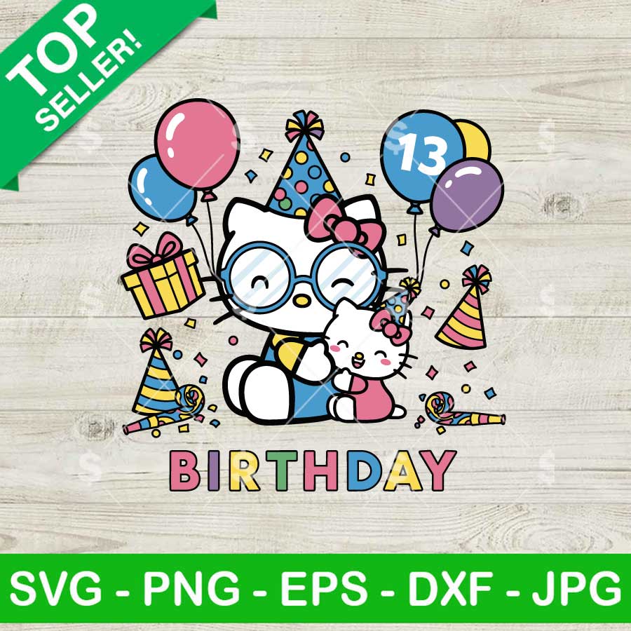 Hello kitty 13 birthday SVG