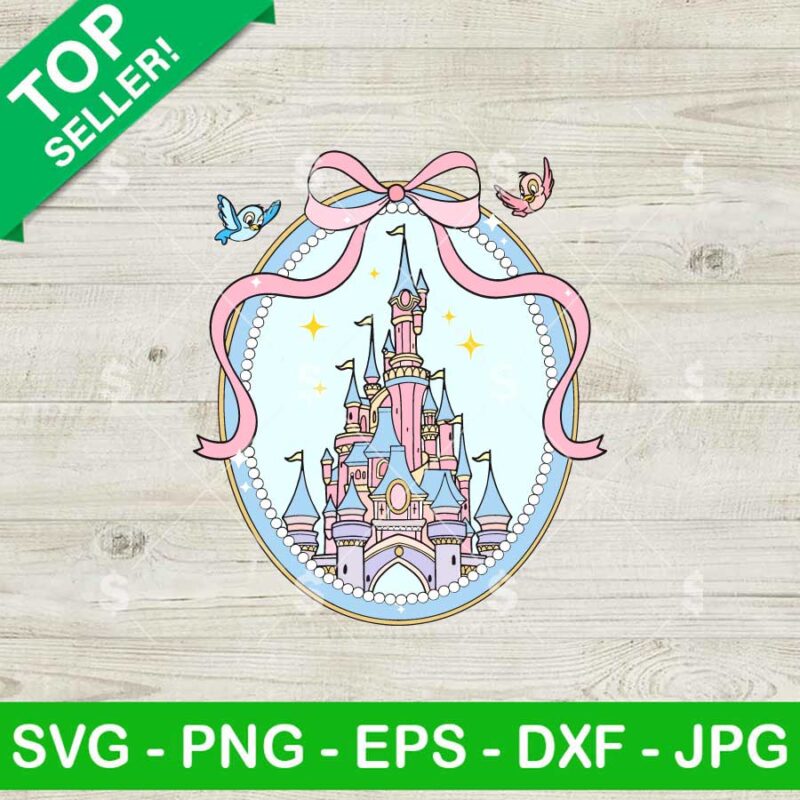 Magical Castle Coquette With Pink Bow SVG, Disney Cartoon SVG, Disney Magical Castle  SVG