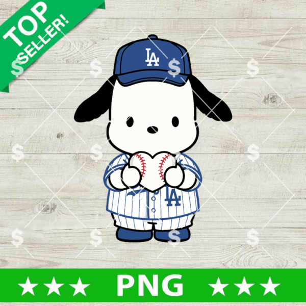 Pochacco LA Dodgers Baseball Heart PNG
