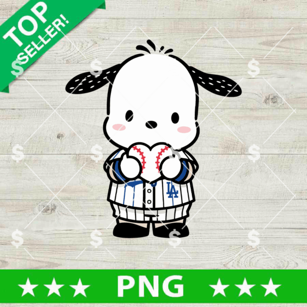 Pochacco LA Dodgers MLB Team PNG, Pochacco Baseball PNG, Pochacco LA Dodgers Baseball Jersey Sublimation PNG