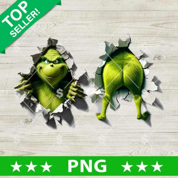 Grinch Torn The Wall PNG