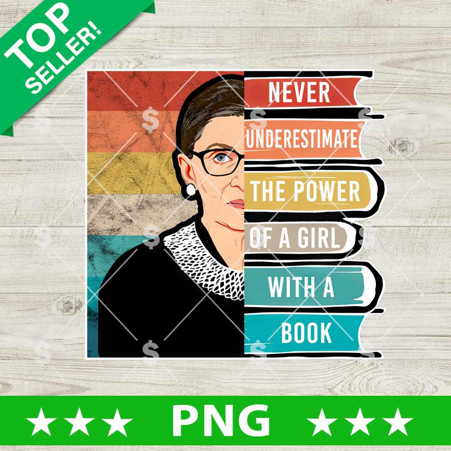 Ruth Bader Ginsburg Book Lover PNG