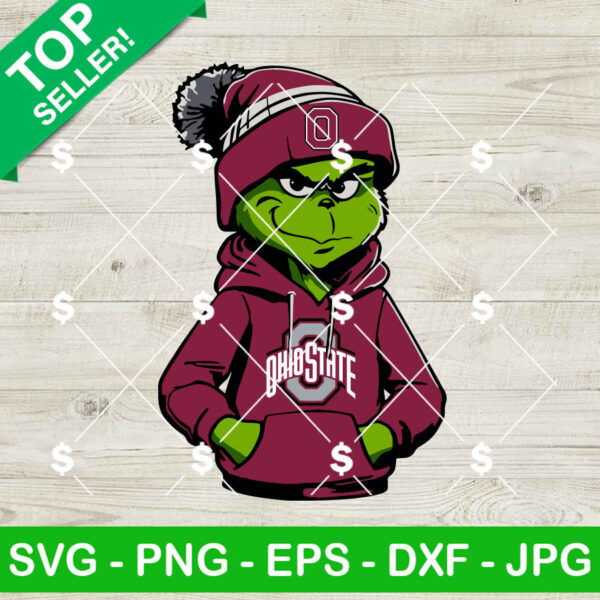 Grinch Wearing Hoodie Ohio State SVG