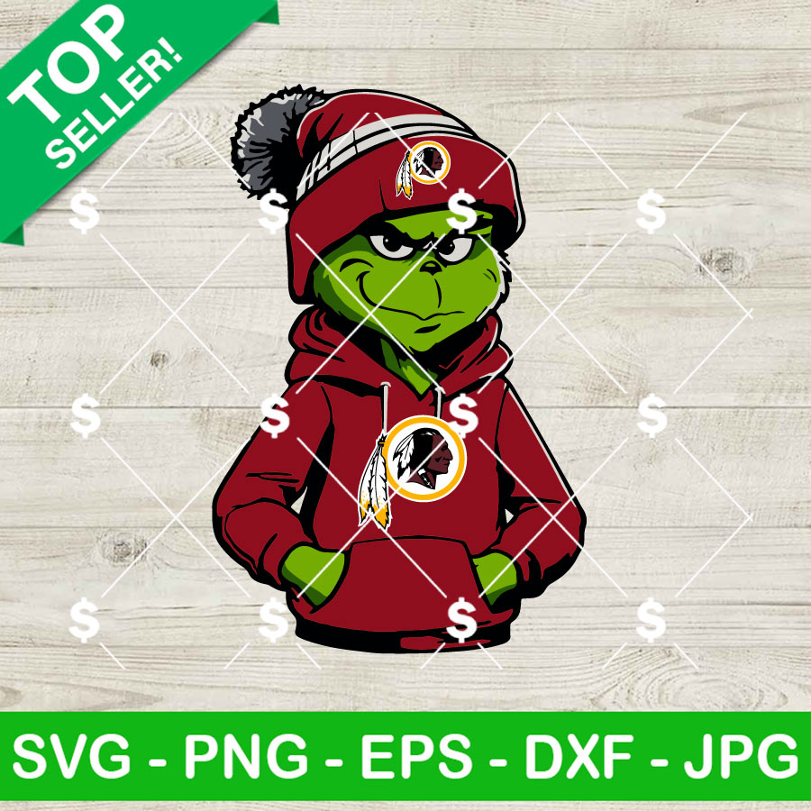Grinch Wearing Hoodie Washington Redskins SVG