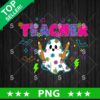 Teacher Cute Ghost Neon Halloween PNG
