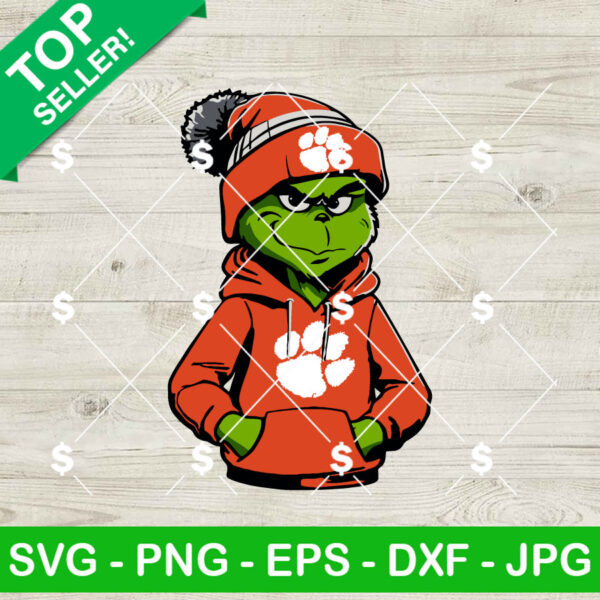 Grinch Wearing Hoodie Clemson Tigers SVG
