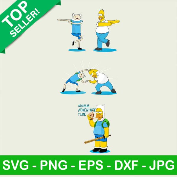 Finn the human and Homer simpson PNG, Homer simpson Sublimation transfer PNG, Finn adventure time Heat Transfer PNG