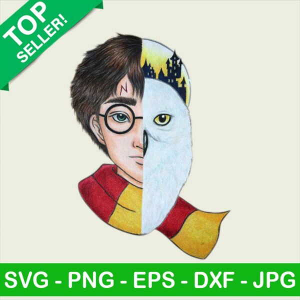 Harry Potter and Hedwig owl face PNG, Harry Potter Sublimation transfer PNG, Hedwig owl Heat Transfer PNG