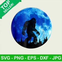 Bigfoot in the moonlight PNG, Bigfoot blue moon Sublimation transfer PNG, Bigfoot full moon Heat Transfer PNG