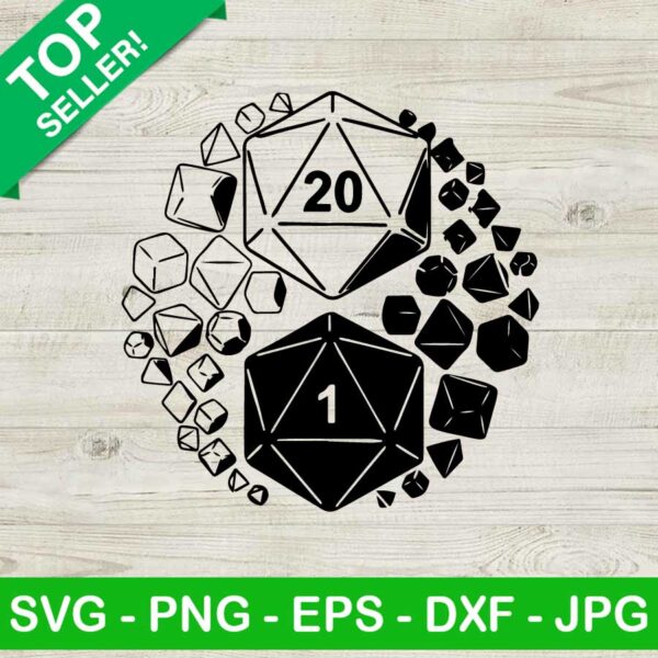 Dice yin yang d20 d1 SVG, Dice SVG, Dungeons and dragons dice d SVG