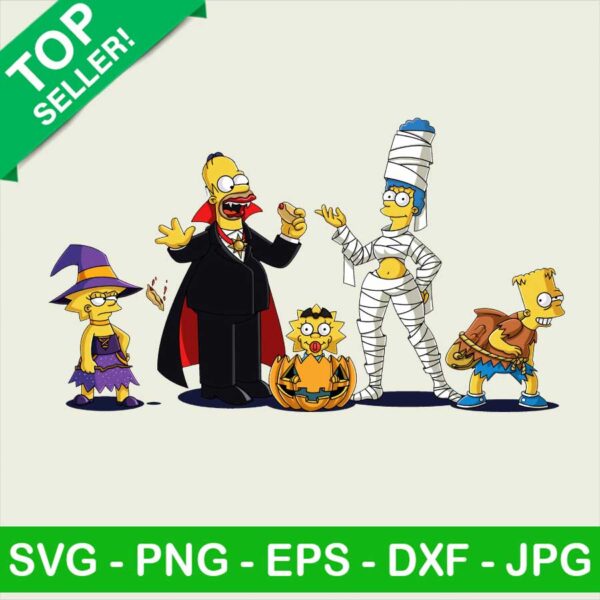 The Simpsons halloween PNG, Simpsons family Sublimation transfer PNG, Cartoon characters Simpsons halloween Heat Transfer PNG