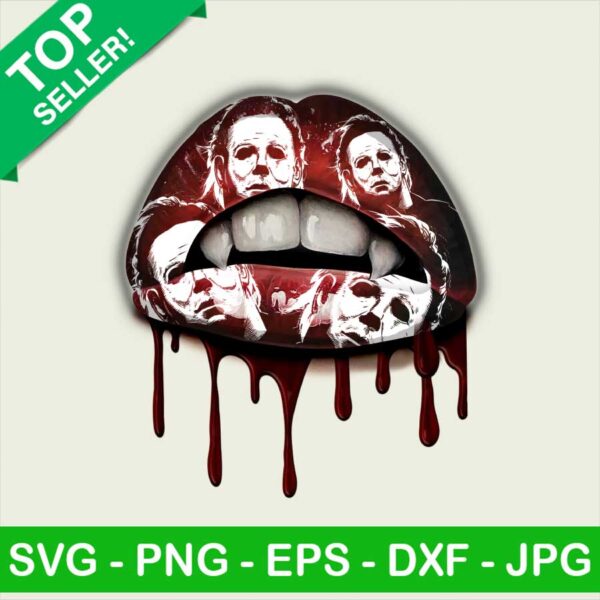 Michael Myers dripping lips PNG, Vampire lip Sublimation transfer PNG, Horror Michael Myers Heat Transfer PNG