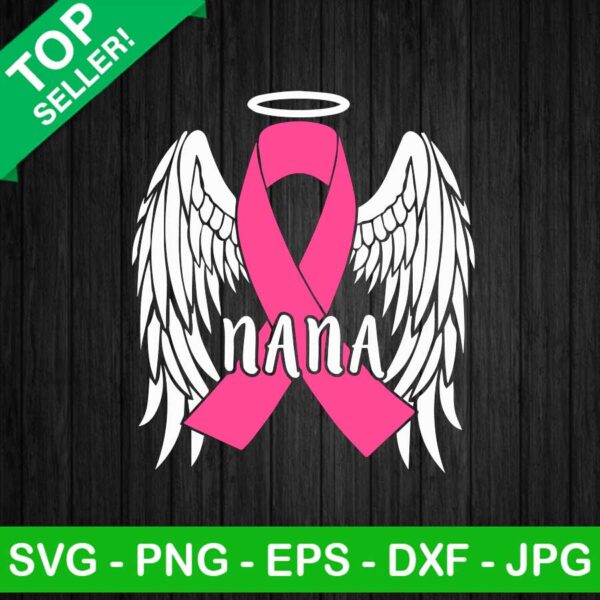 Angel wings pink ribbon SVG, Pink ribbon SVG, Nana breast cancer SVG