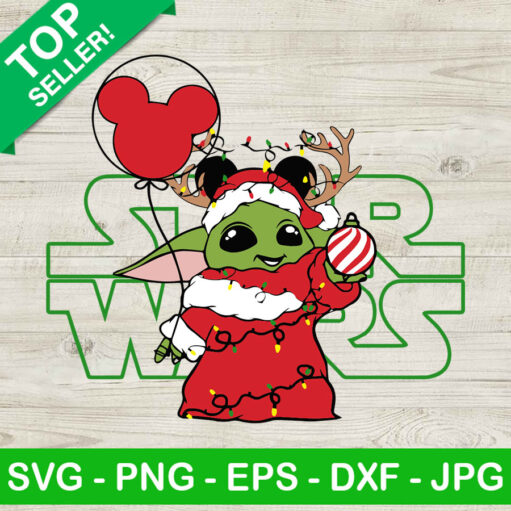 Baby yoda christmas light SVG