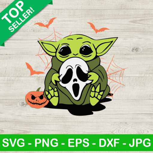 Baby Yoda Scream SVG, Baby Yoda Ghostface SVG, Yoda Ghost Face Horror Movie SVG