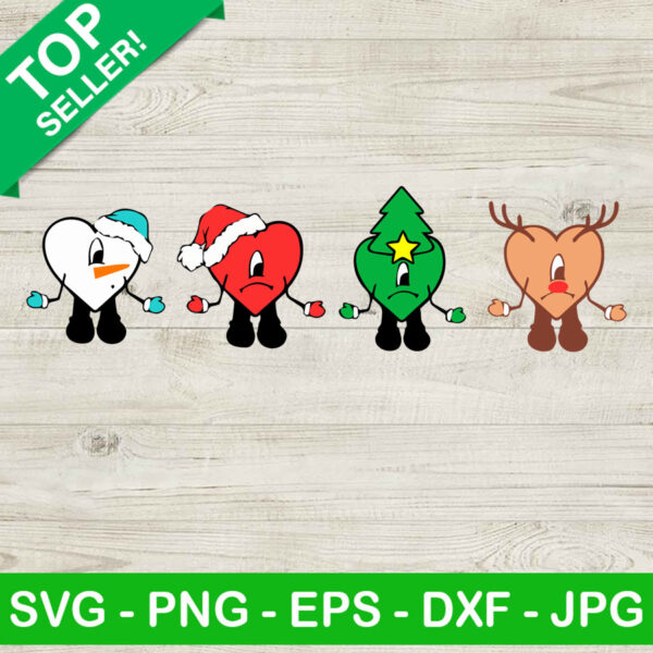 Bad bunny heart noel SVG, Christmas SVG, Bad Bunny Claus Hat SVG