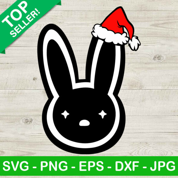 Bad bunny logo christmas SVG, Santa hat SVG, Christmas SVG